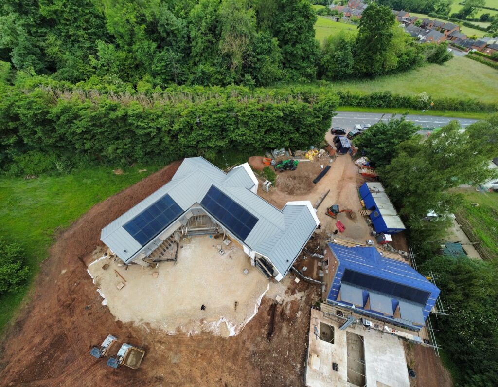 Allsopp Construction project Woodlands, Draycott in the Clay from above