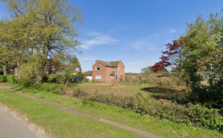 Existing brick house and surrounding plot on Cole Lane in Borrowash, where Allsopp Construction is building a new bespoke home.